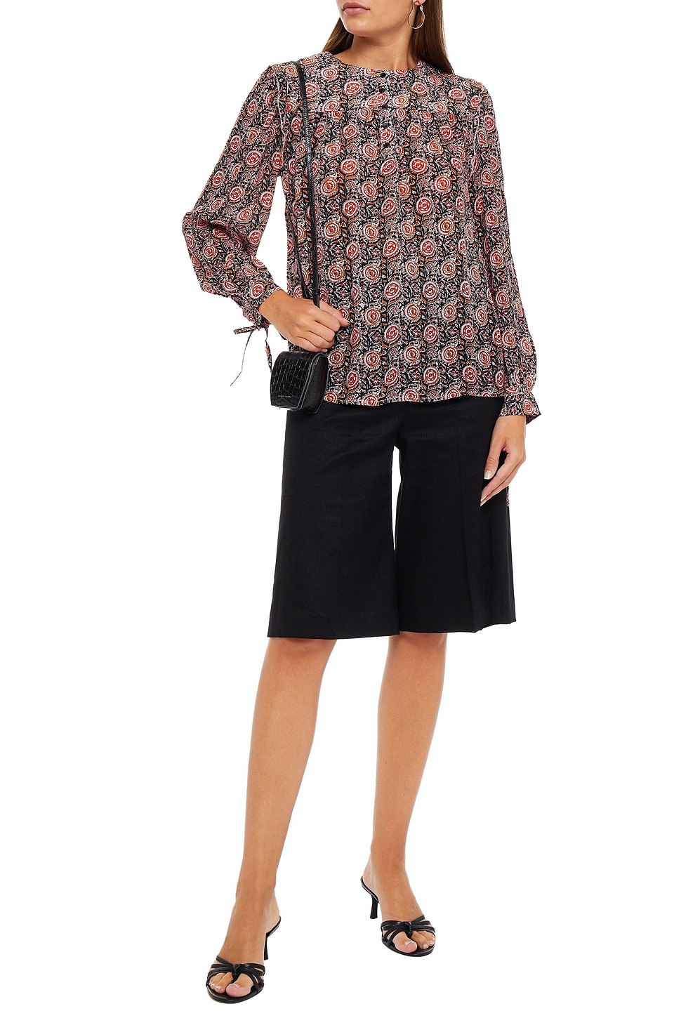 Antik Batik Nikki Pintucked Printed Crepe Blouse In Red