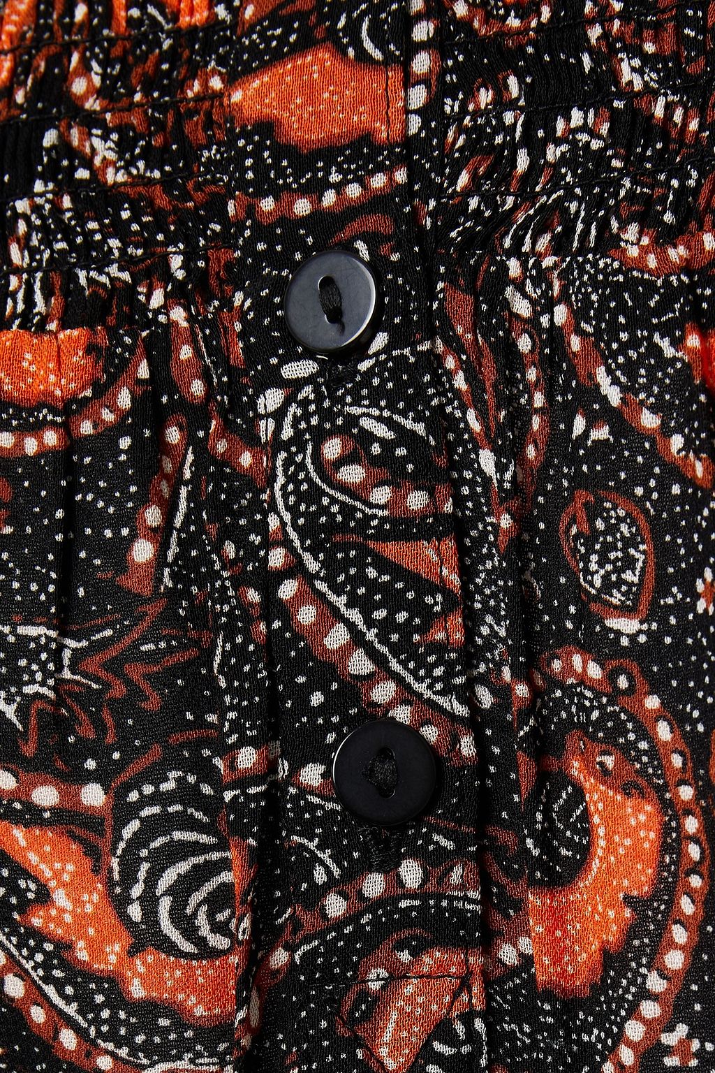 ANTIK BATIK Otto ruffle-trimmed shirred printed crepe blouse
