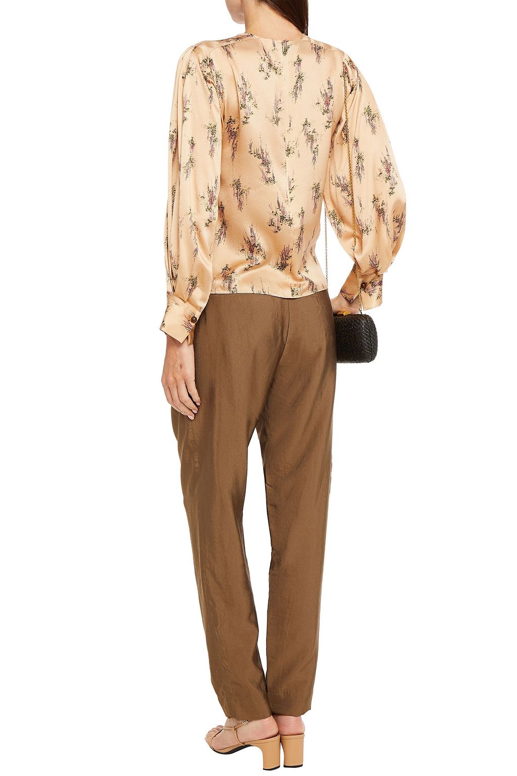VINCE. Floral-print silk-satin blouse