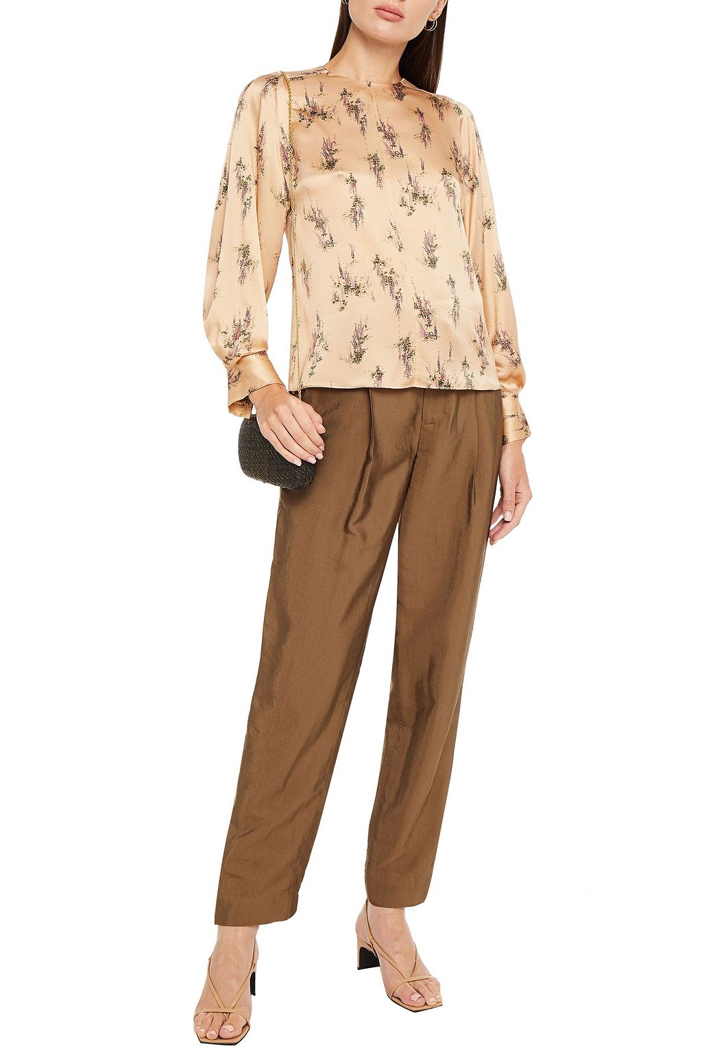 VINCE. Floral-print silk-satin blouse