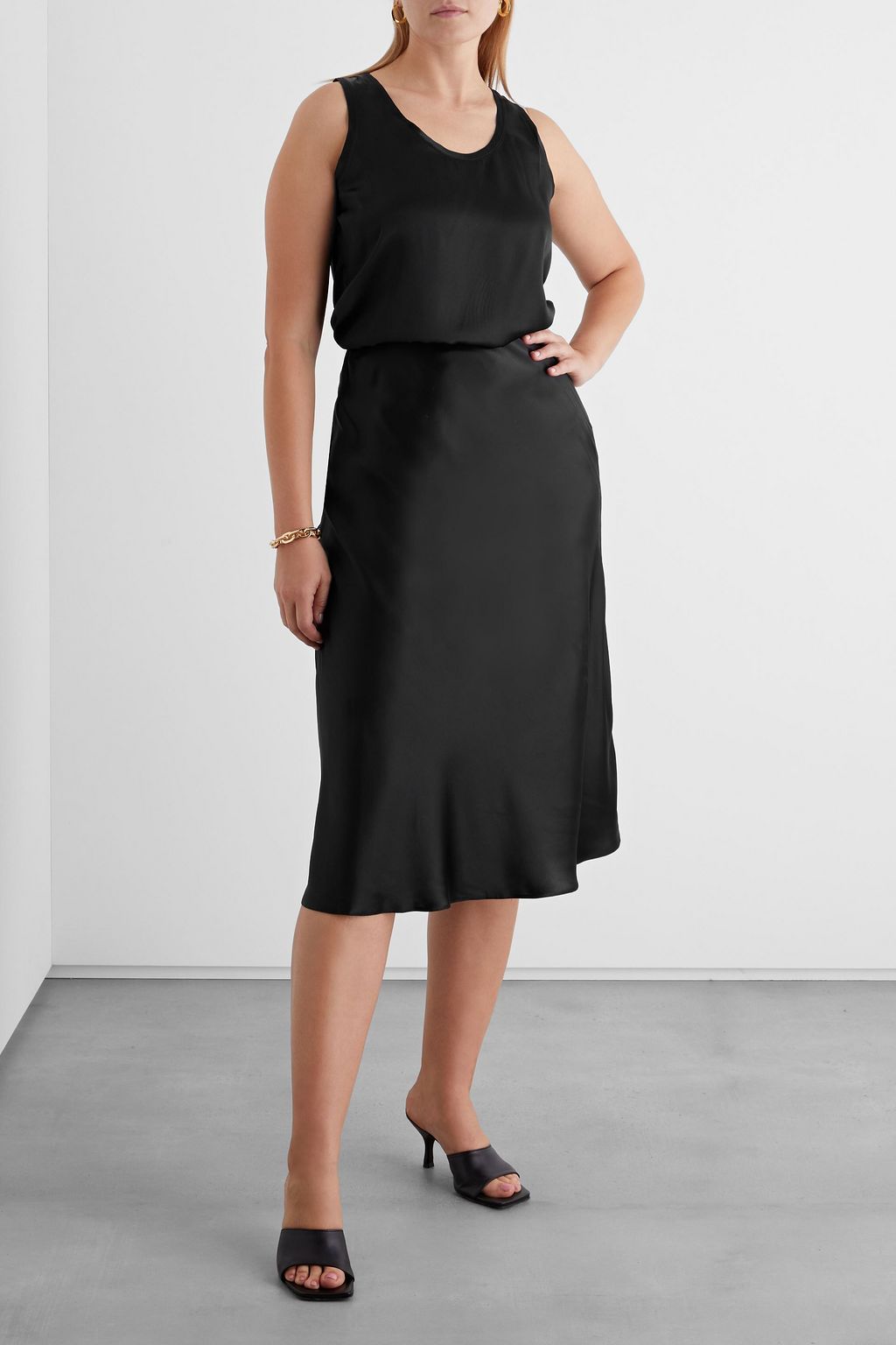 IRIS & INK Mirabelle organic silk-satin midi skirt