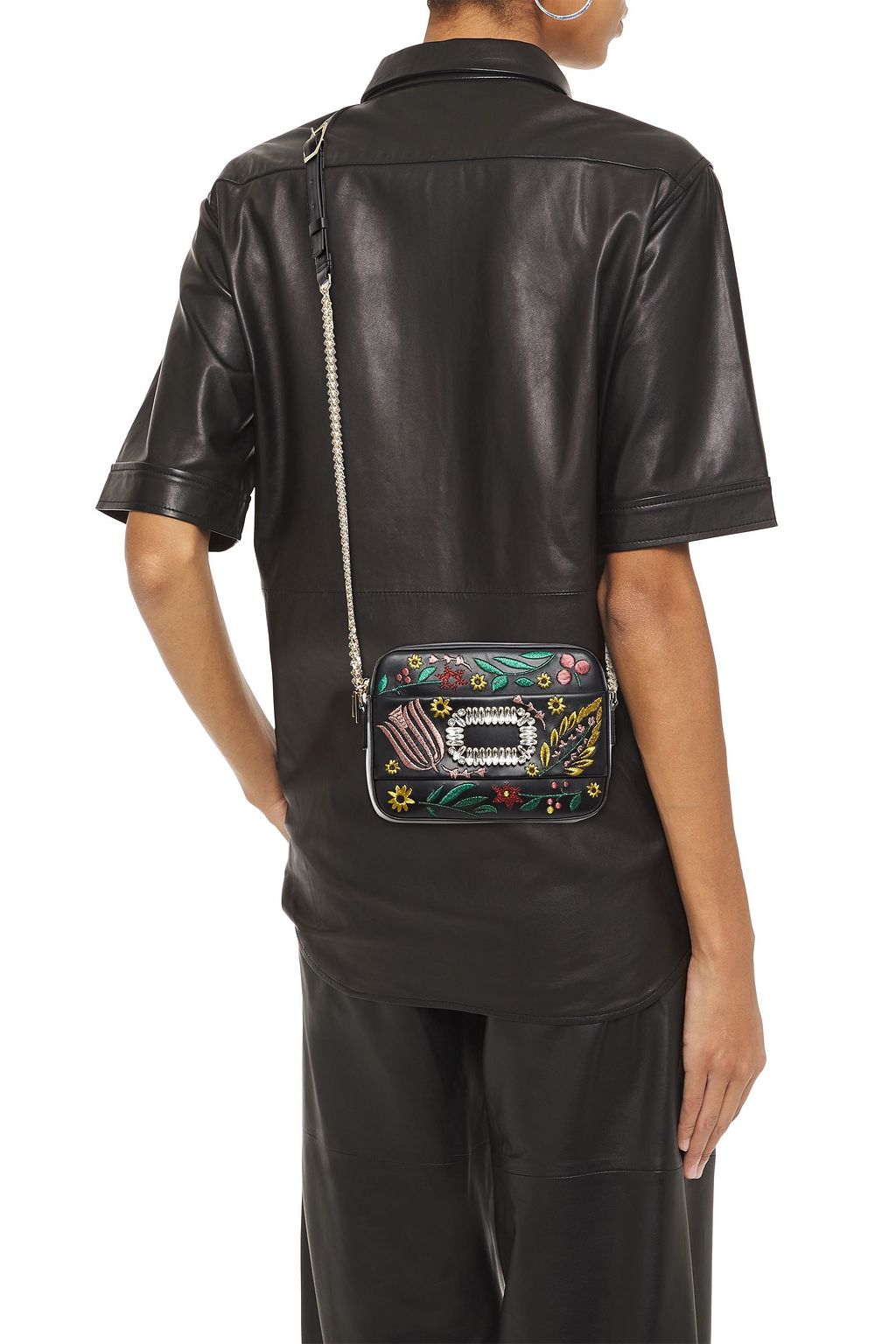 ROGER VIVIER Embellished leather shoulder bag