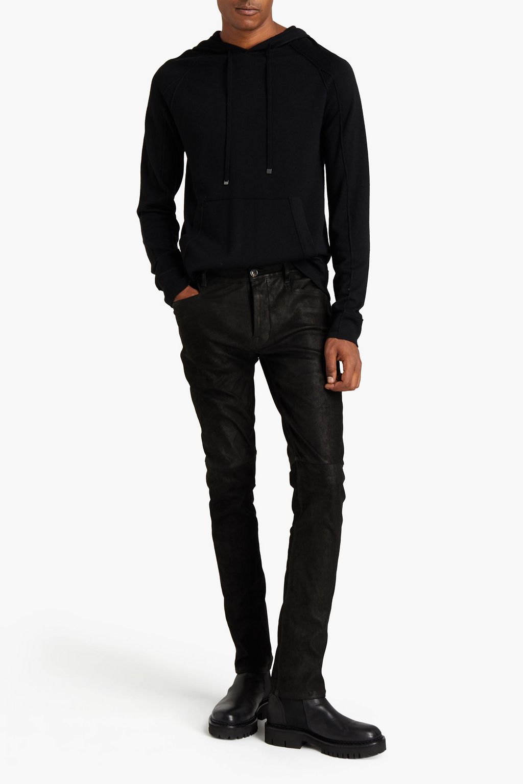 RICK OWENS Tyrone skinny-fit brushed textured-leather pants