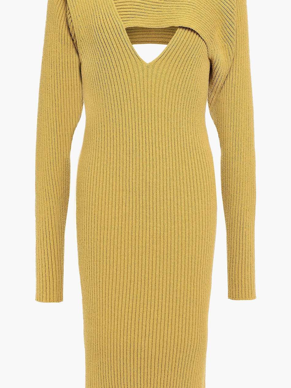 cutout ribbed-knit dress
