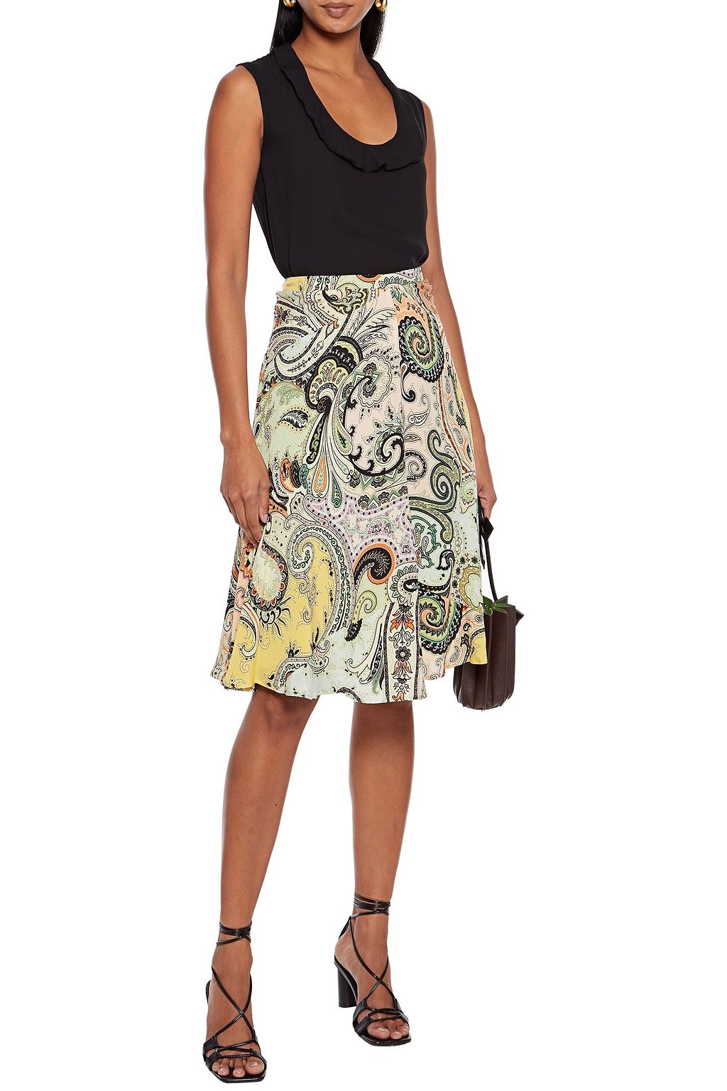 ETRO Ruffle-trimmed silk crepe de chine top