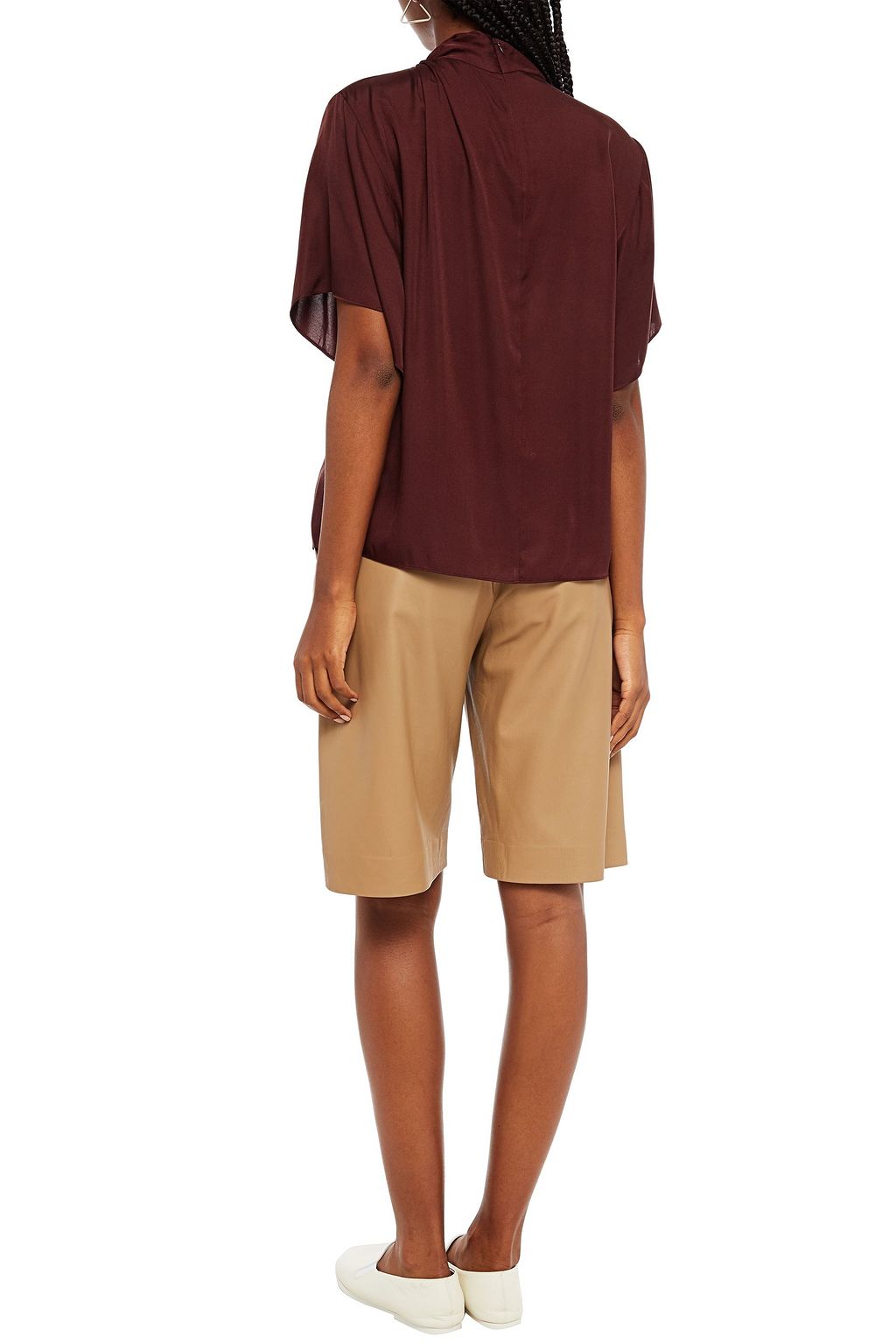 VINCE. Twisted silk-blend satin-twill top