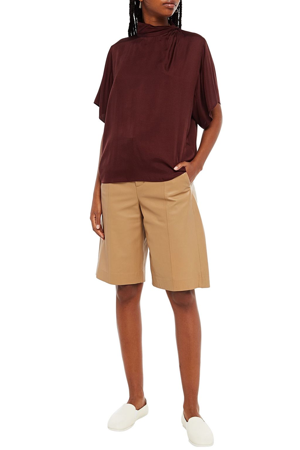 VINCE. Twisted silk-blend satin-twill top