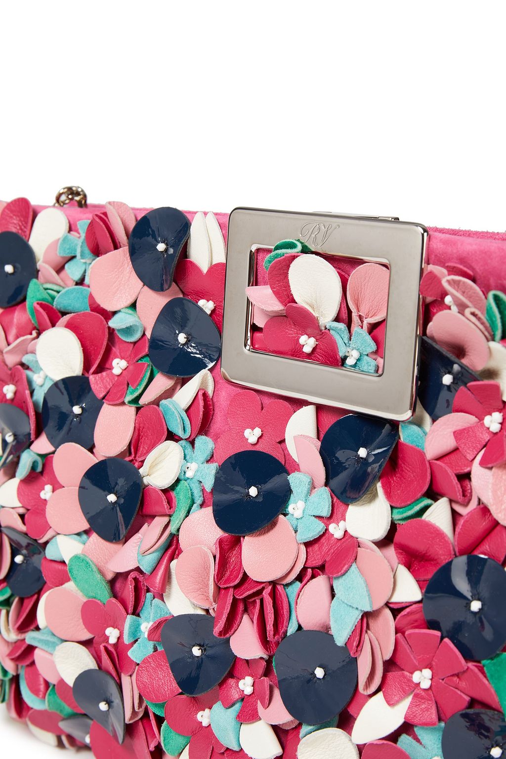 ROGER VIVIER Embellished suede clutch