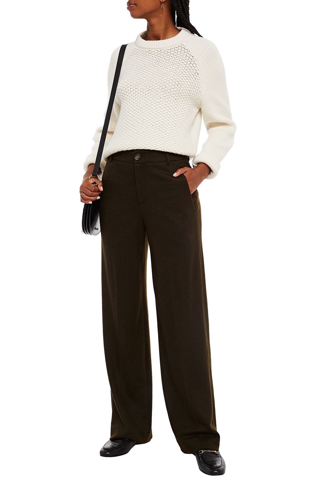 VINCE. Brushed wool-blend straight-leg pants