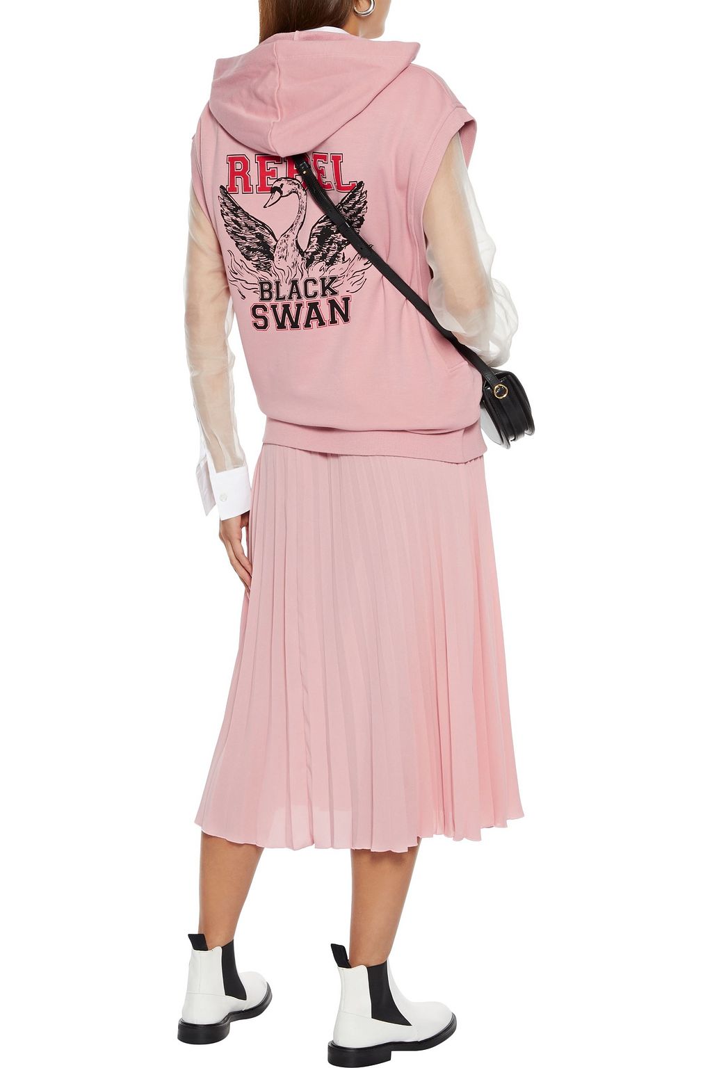 REDVALENTINO Pleated crepe midi skirt