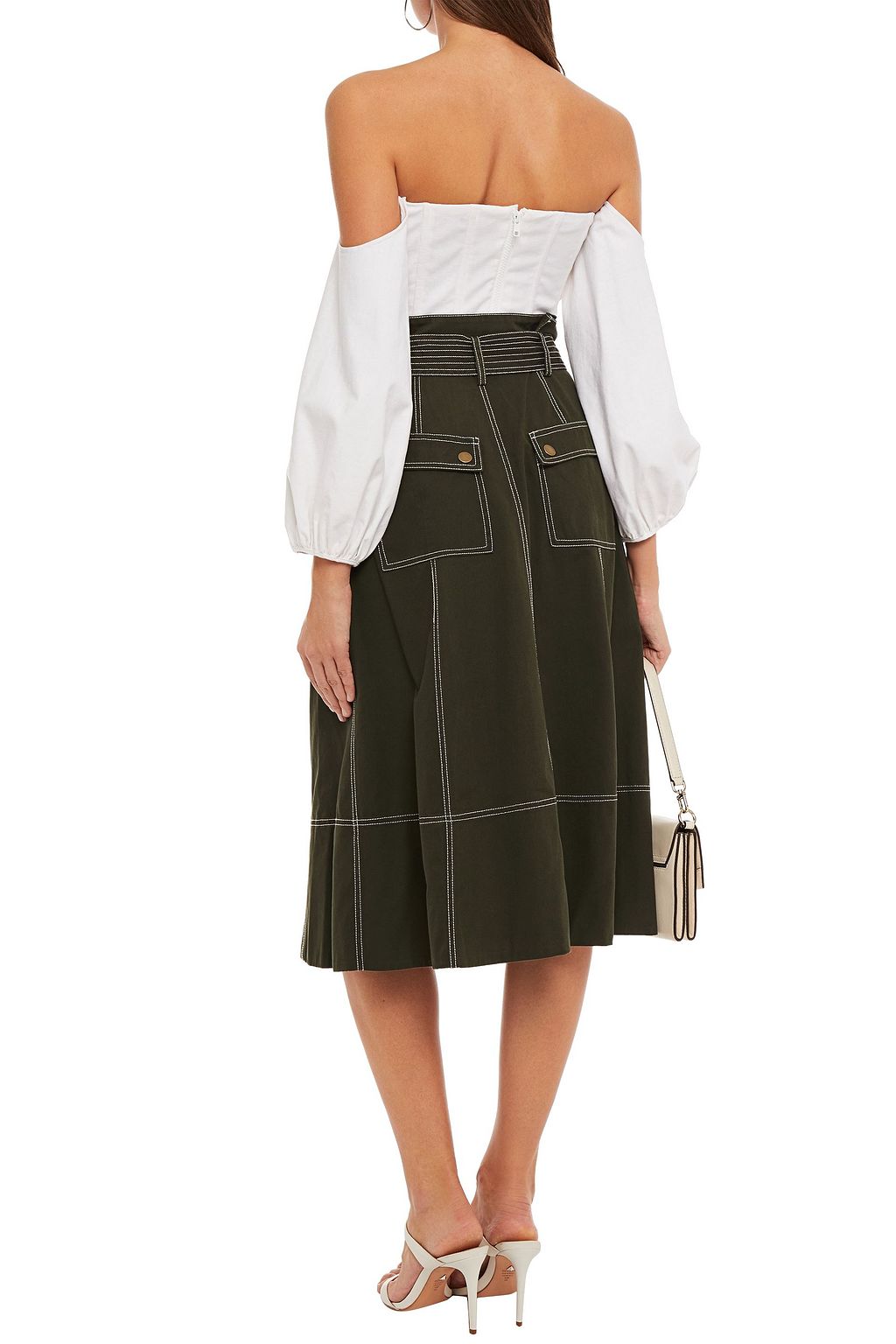 ULLA JOHNSON Oli belted cotton-gabardine midi skirt