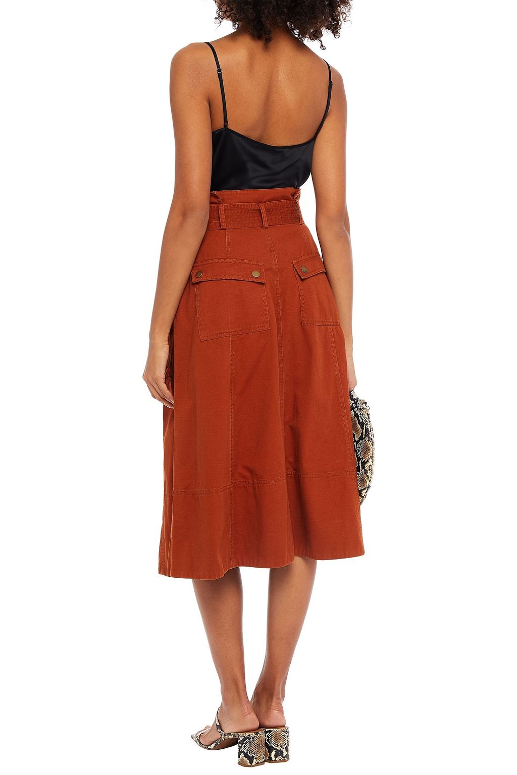 ULLA JOHNSON Oli belted cotton-gabardine midi skirt