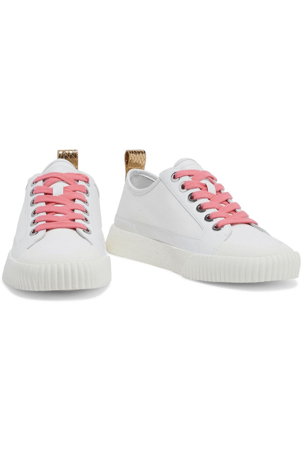 VERONICA BEARD Parise leather-trimmed canvas sneakers