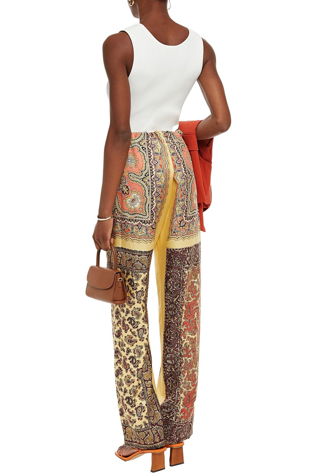 ETRO Printed silk-twill wide-leg pants