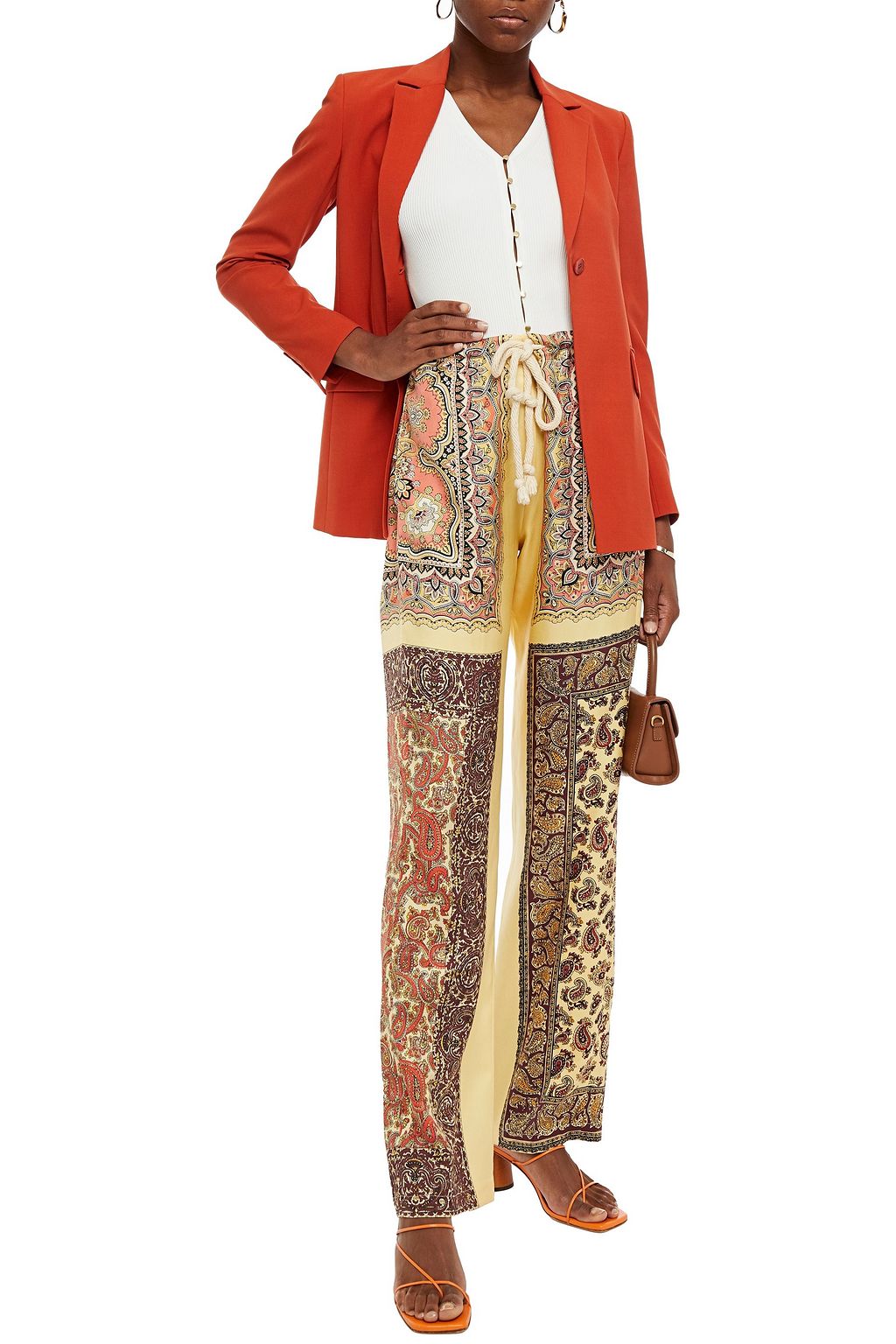 ETRO Printed silk-twill wide-leg pants