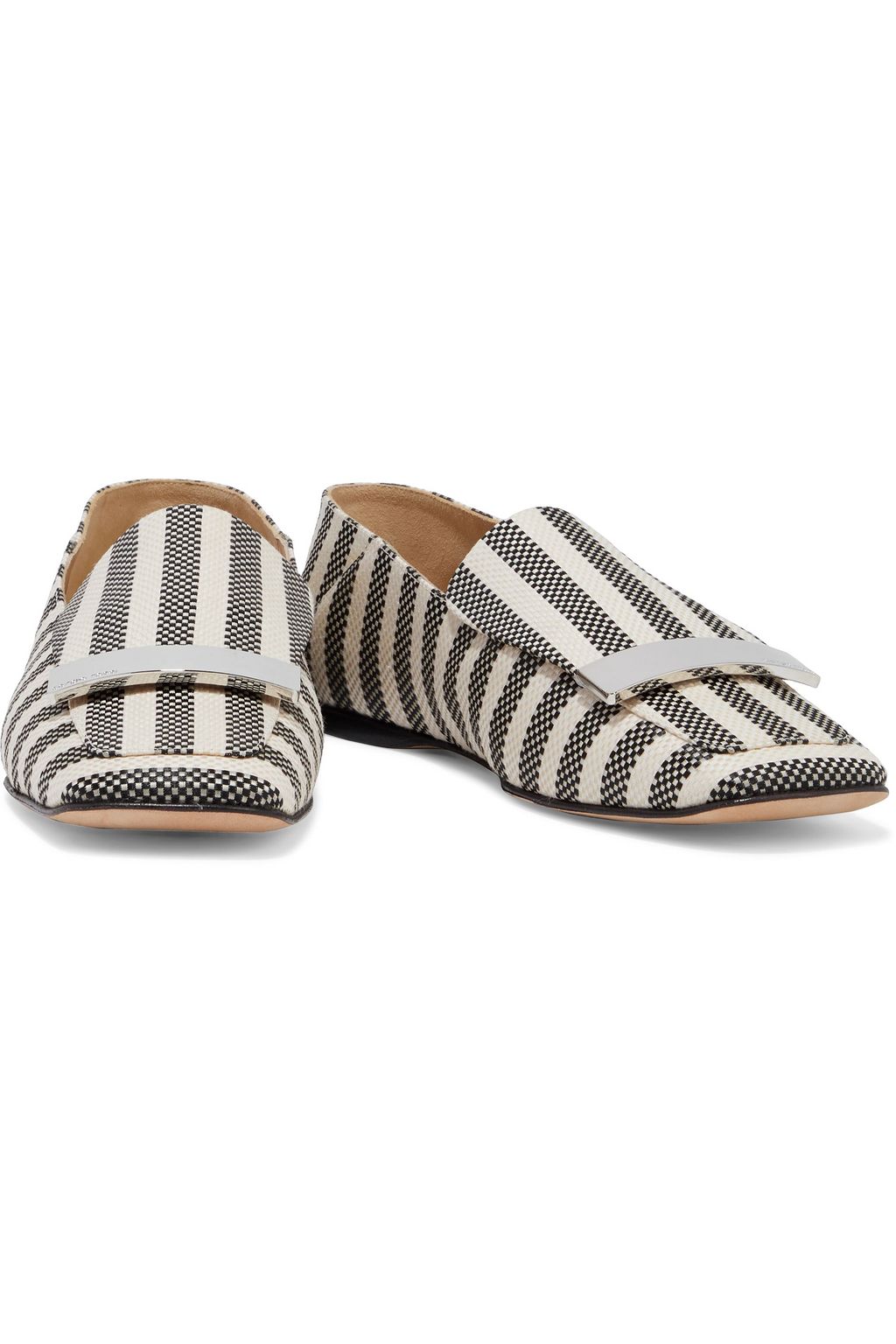 SERGIO ROSSI sr1 embellished jacquard collapsible-heel loafers