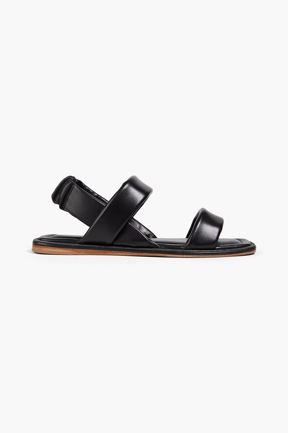 Brunello Cucinelli Bead-embellished Leather Slingback Sandals In Black