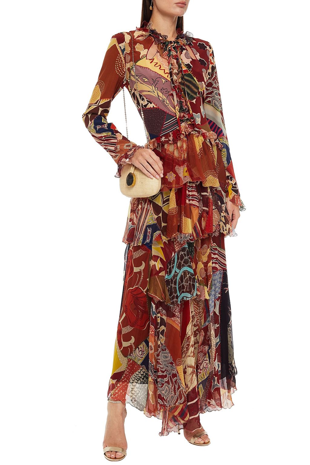 ETRO Ruffled printed silk-crepon maxi dress