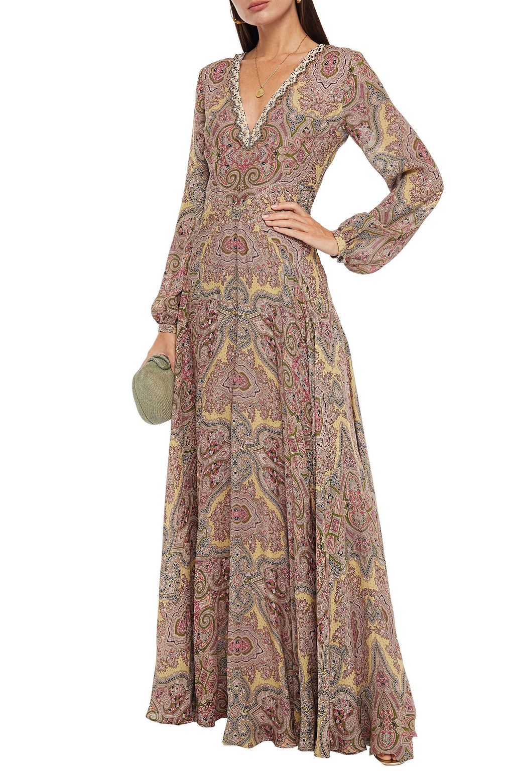 ETRO Embellished printed silk crepe de chine maxi dress