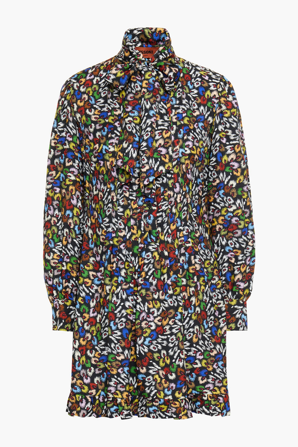 Missoni Woman Pussy-bow Printed Woven Mini Dress Black Size 42