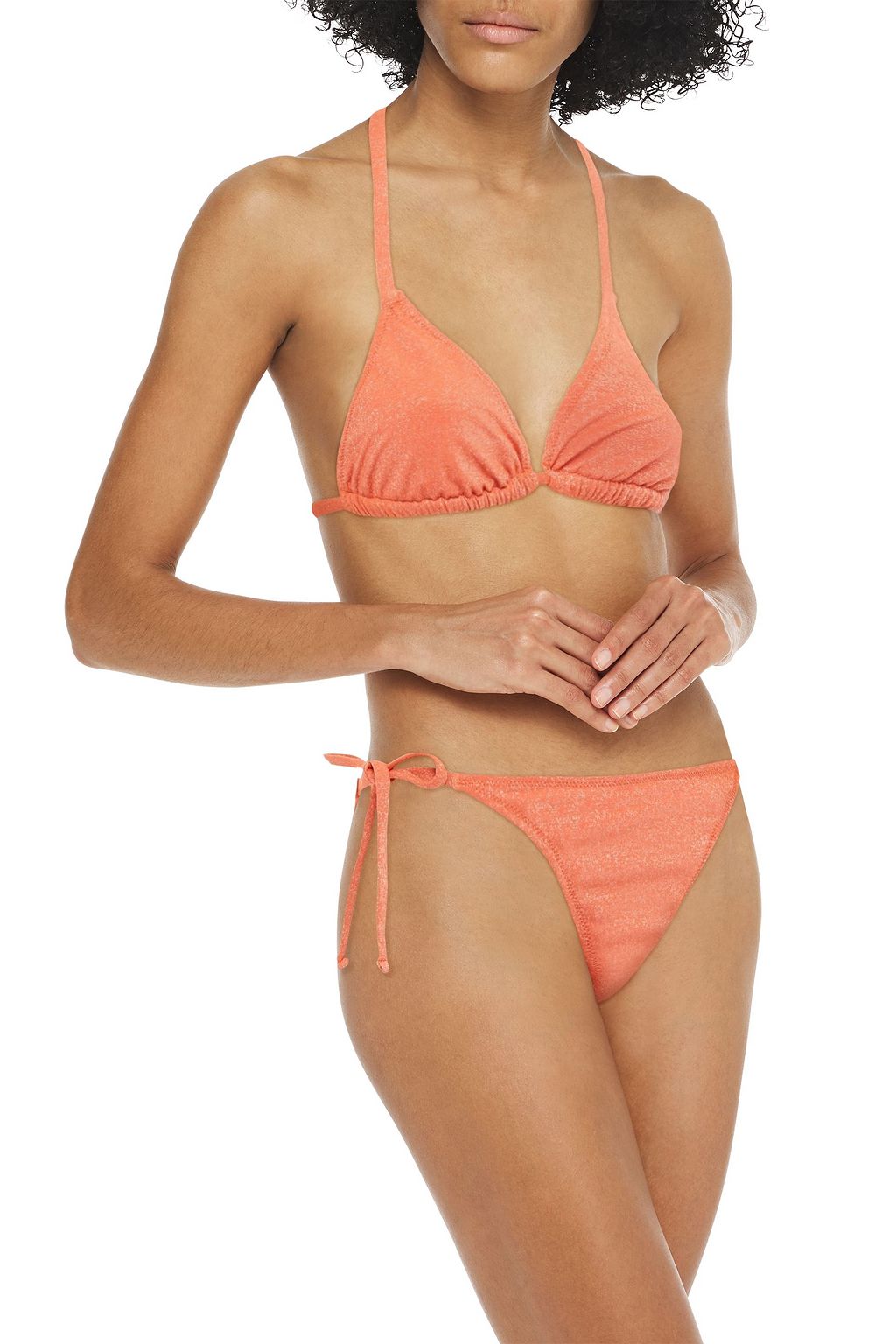 SOLID & STRIPED Metallic triangle bikini top