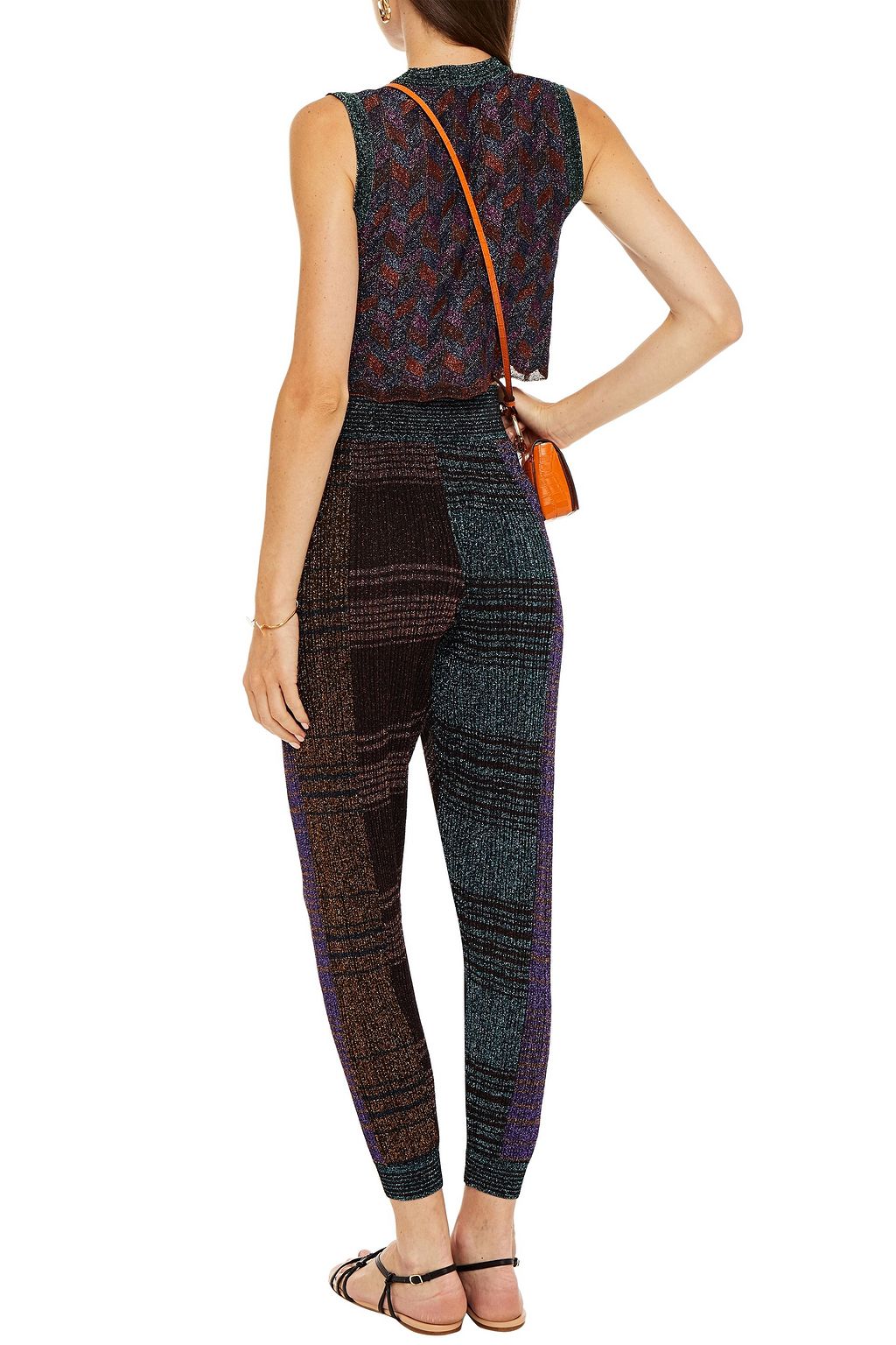 MISSONI Metallic ribbed-knit track pants