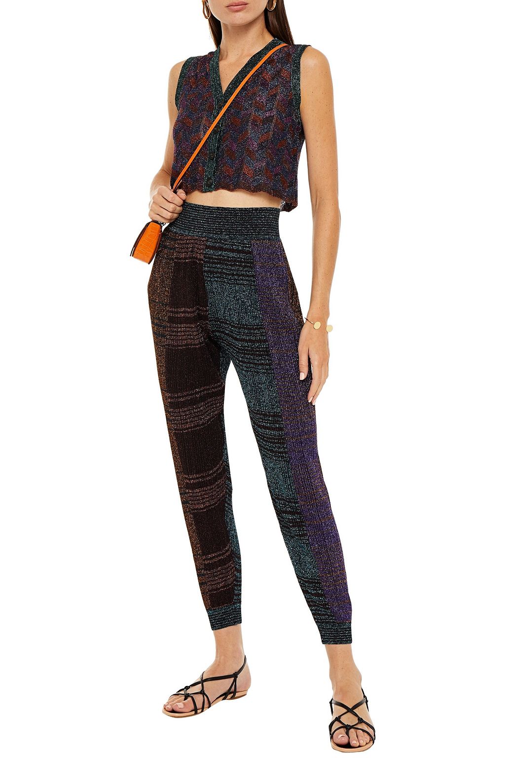 MISSONI Metallic ribbed-knit track pants