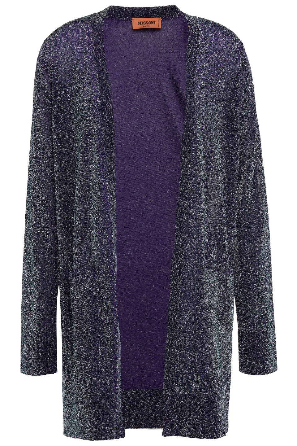 Missoni Woman Belted Metallic Stretch-knit Cardigan Purple Size 42