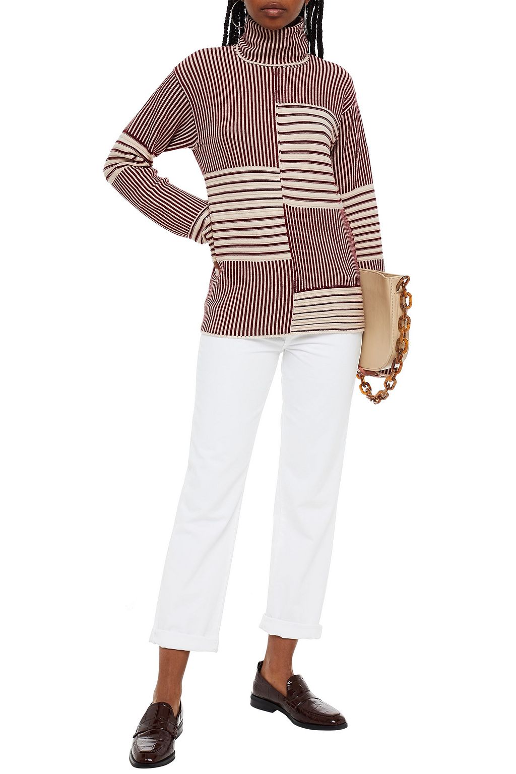MISSONI Patchwork-effect ribbed wool turtleneck sweater