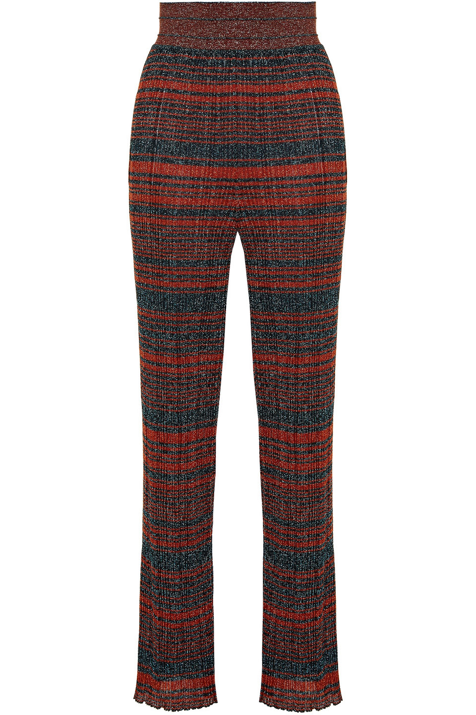 Missoni Woman Metallic Ribbed-knit Straight-leg Pants Azure Size 44