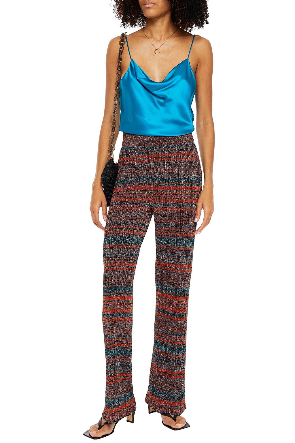 MISSONI Metallic ribbed-knit straight-leg pants