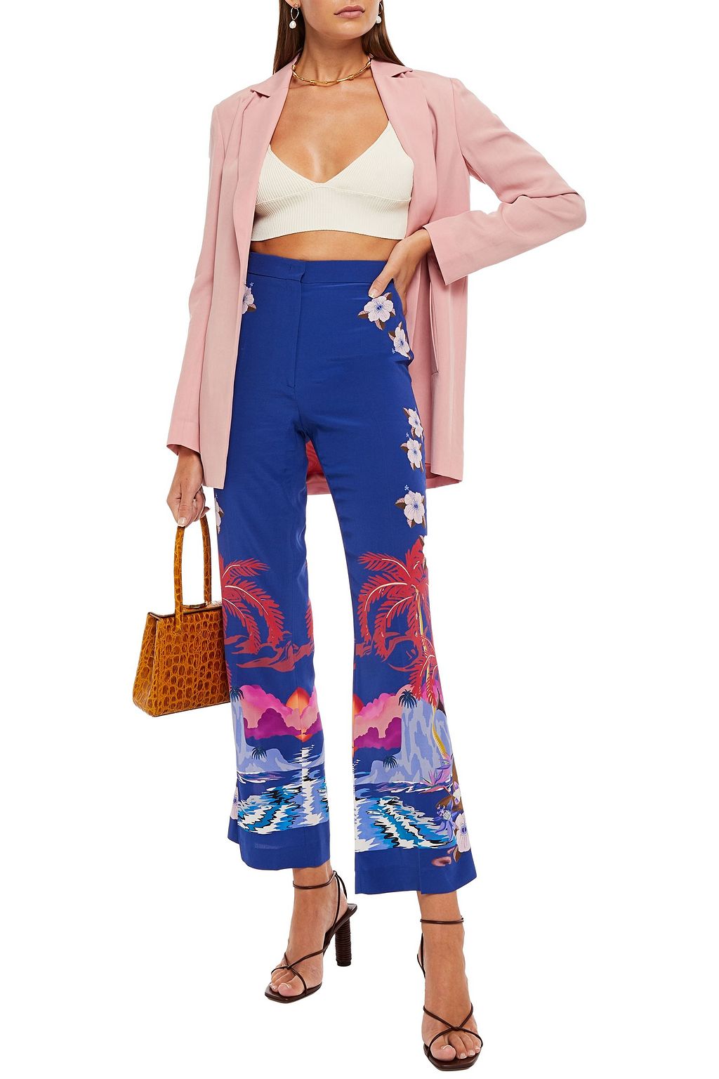 ETRO Floral-print silk crepe de chine flared pants