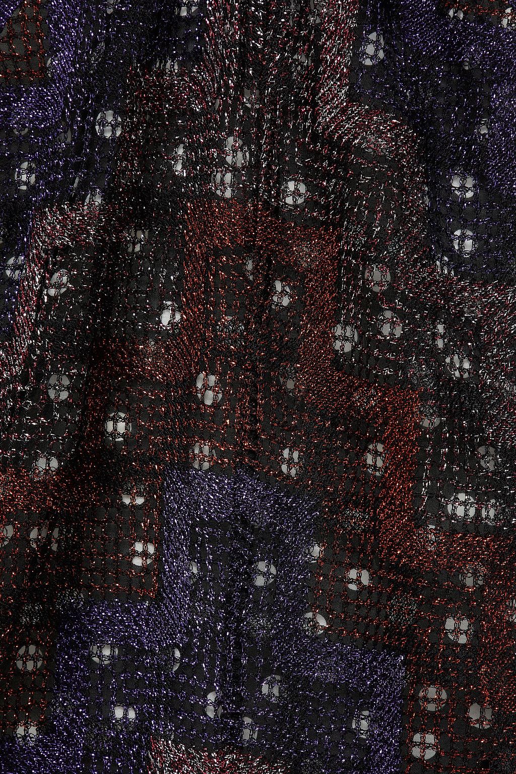 MISSONI Gathered metallic crochet-knit maxi halterneck dress