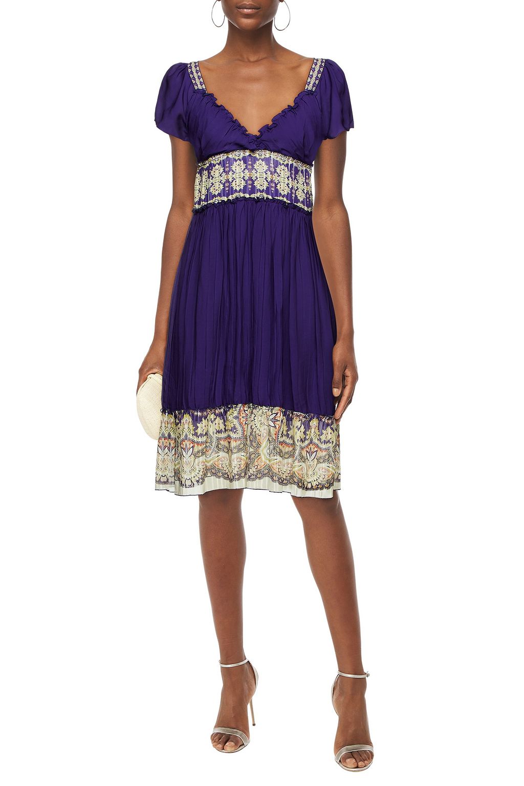 ETRO Gathered printed silk crepe de chine dress