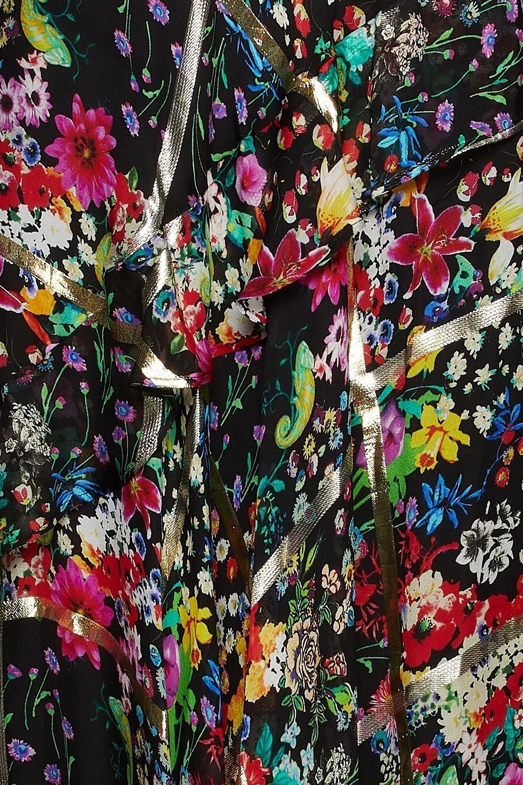 ETRO Gathered metallic floral-print chiffon midi dress