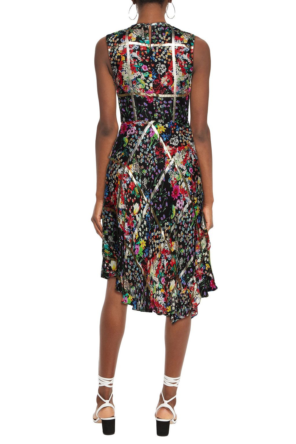 ETRO Gathered metallic floral-print chiffon midi dress