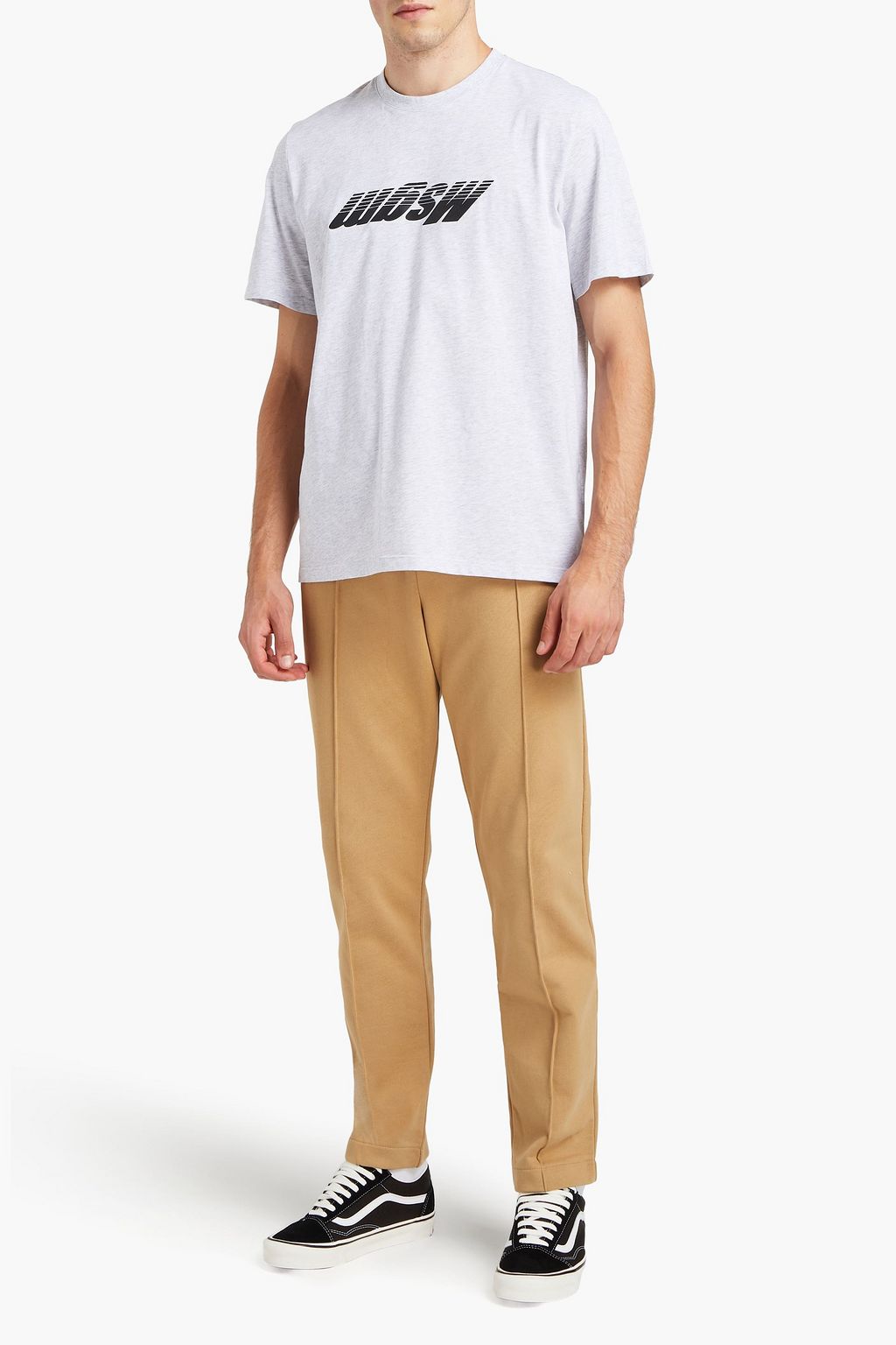 MSGM Printed mélange cotton-jersey T-shirt