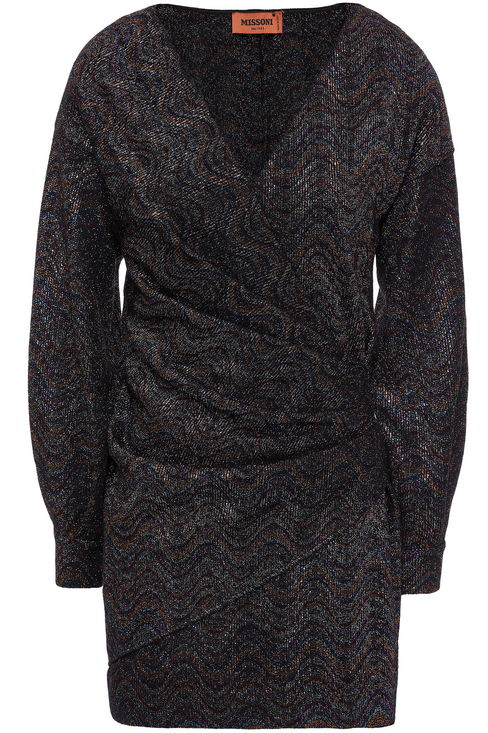 Missoni Woman Wrap-effect Metallic Crochet-knit Mini Dress Black Size 40