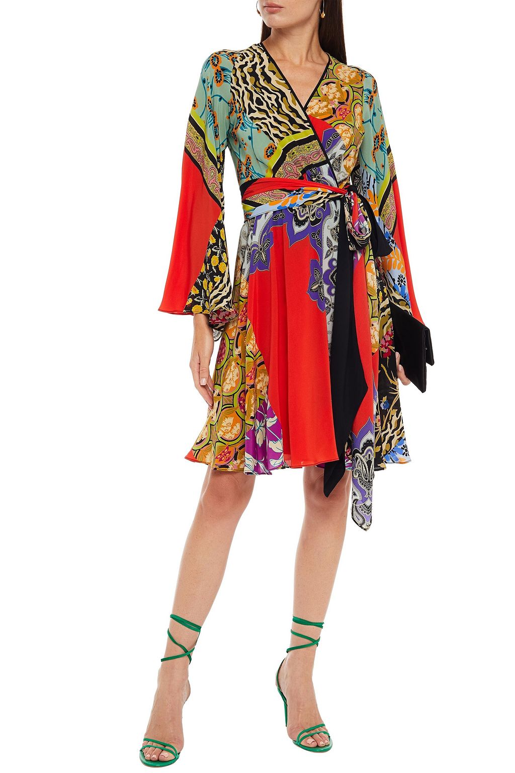 ETRO Printed silk crepe de chine wrap dress