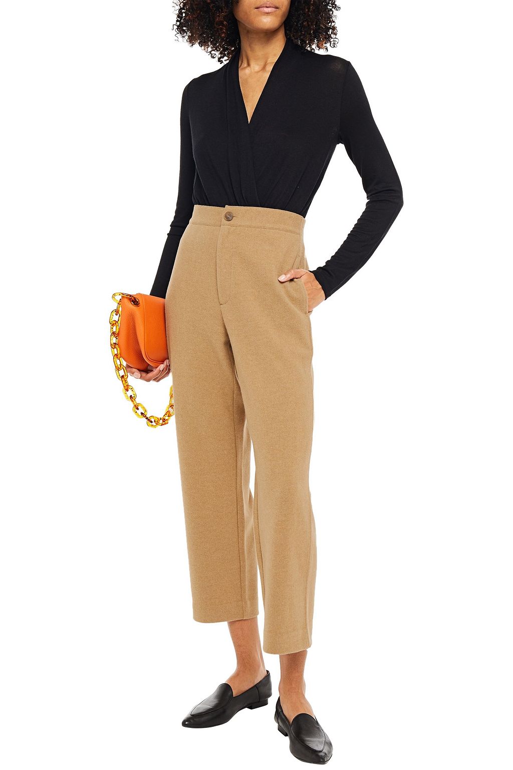 VINCE. Cropped brushed knitted straight-leg pants