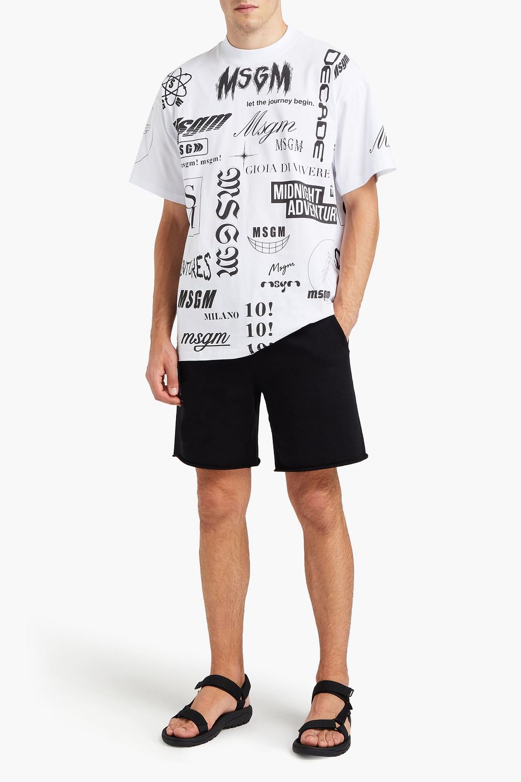 MSGM Printed cotton-jersey T-shirt