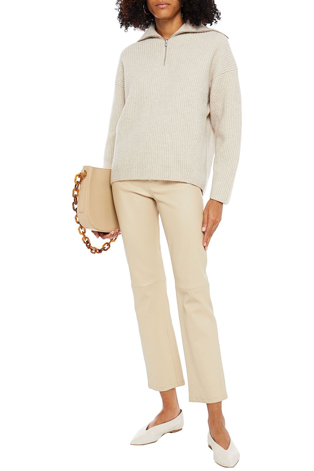 VINCE. Ribbed wool and cashmere-blend turtleneck sweater