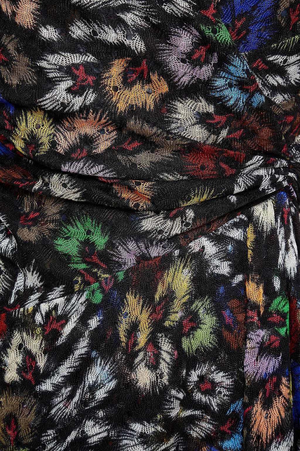 MISSONI Wrap-effect printed crochet-knit mini dress