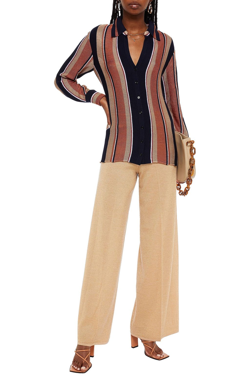 MISSONI Metallic wool-blend wide-leg pants