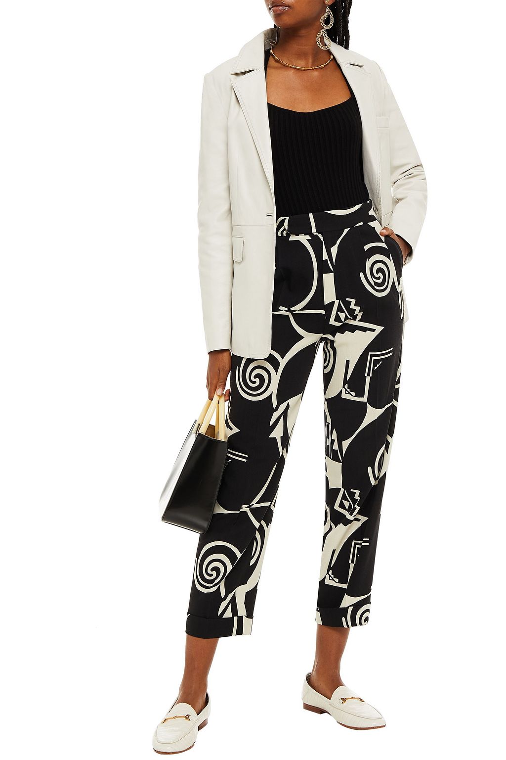 ETRO Printed wool-crepe tapered pants