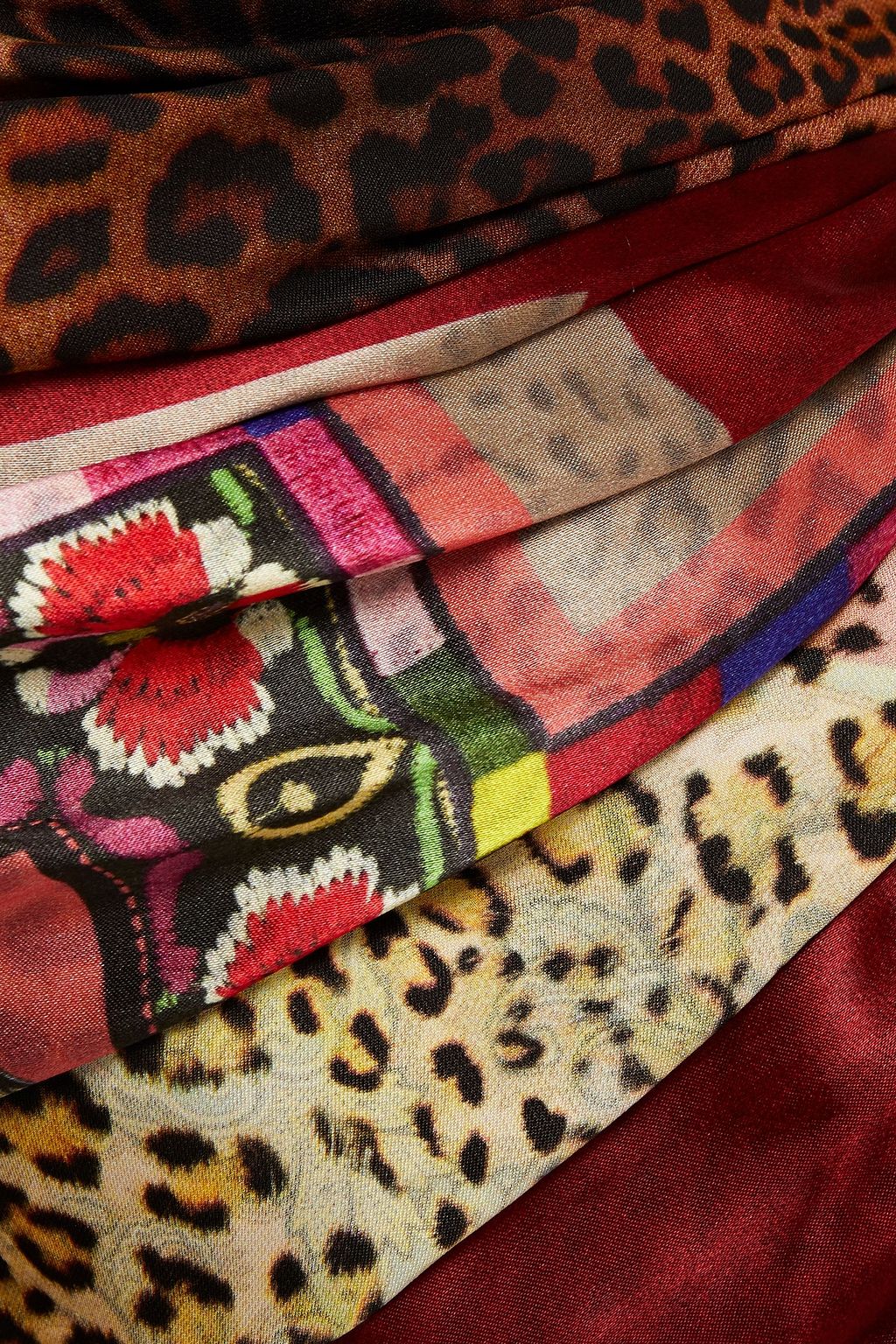 ETRO Paneled printed satin and crepe dress