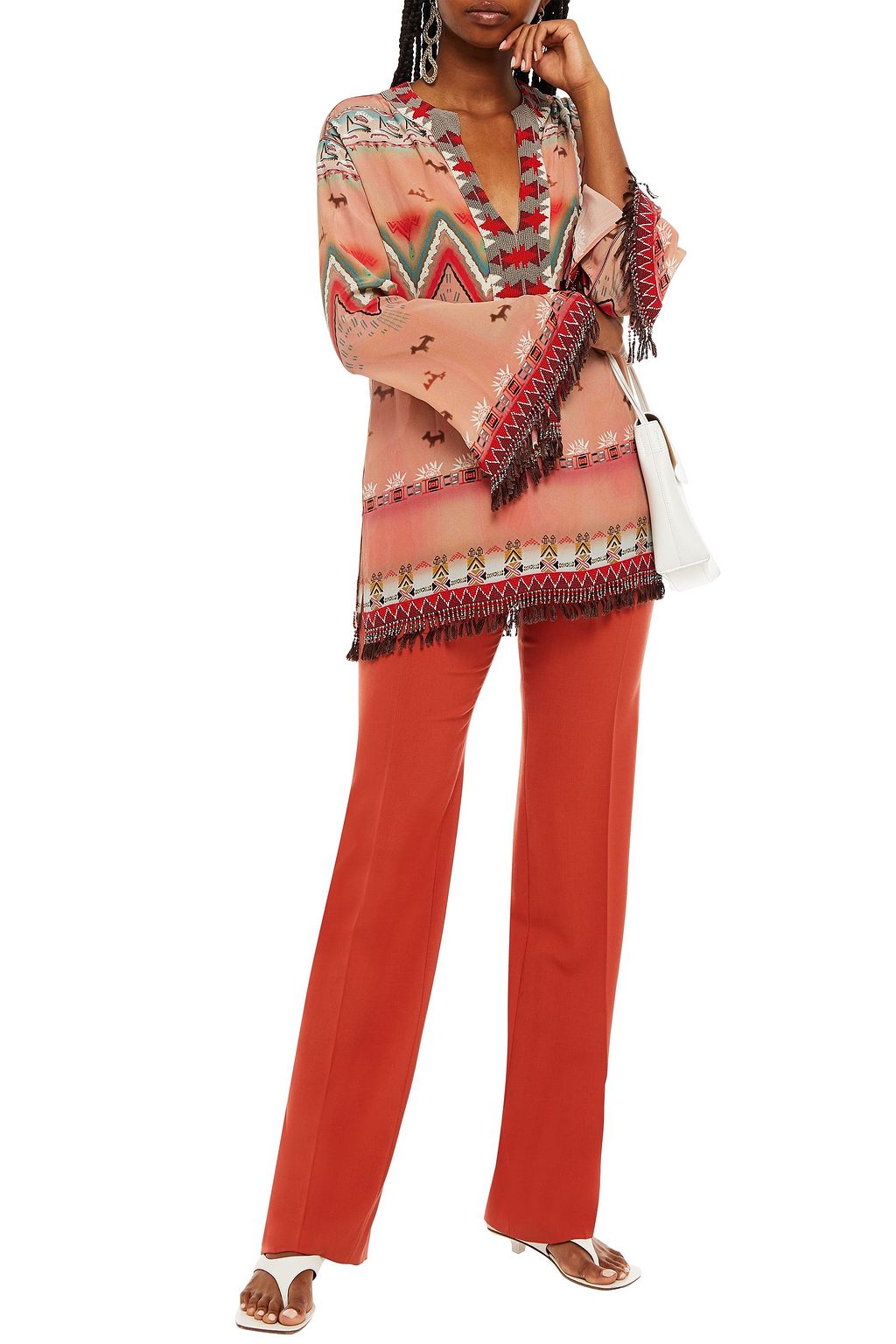 ETRO Embellished printed silk crepe de chine tunic