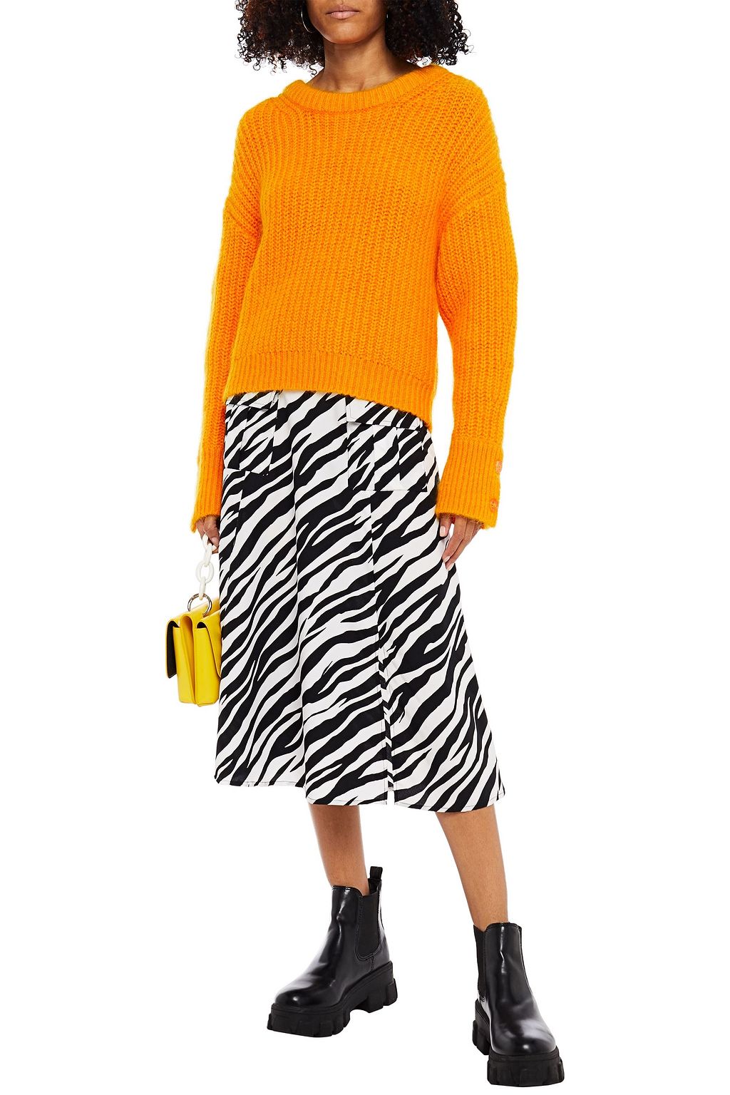 KENZO Fringed brushed ribbed-knit sweater