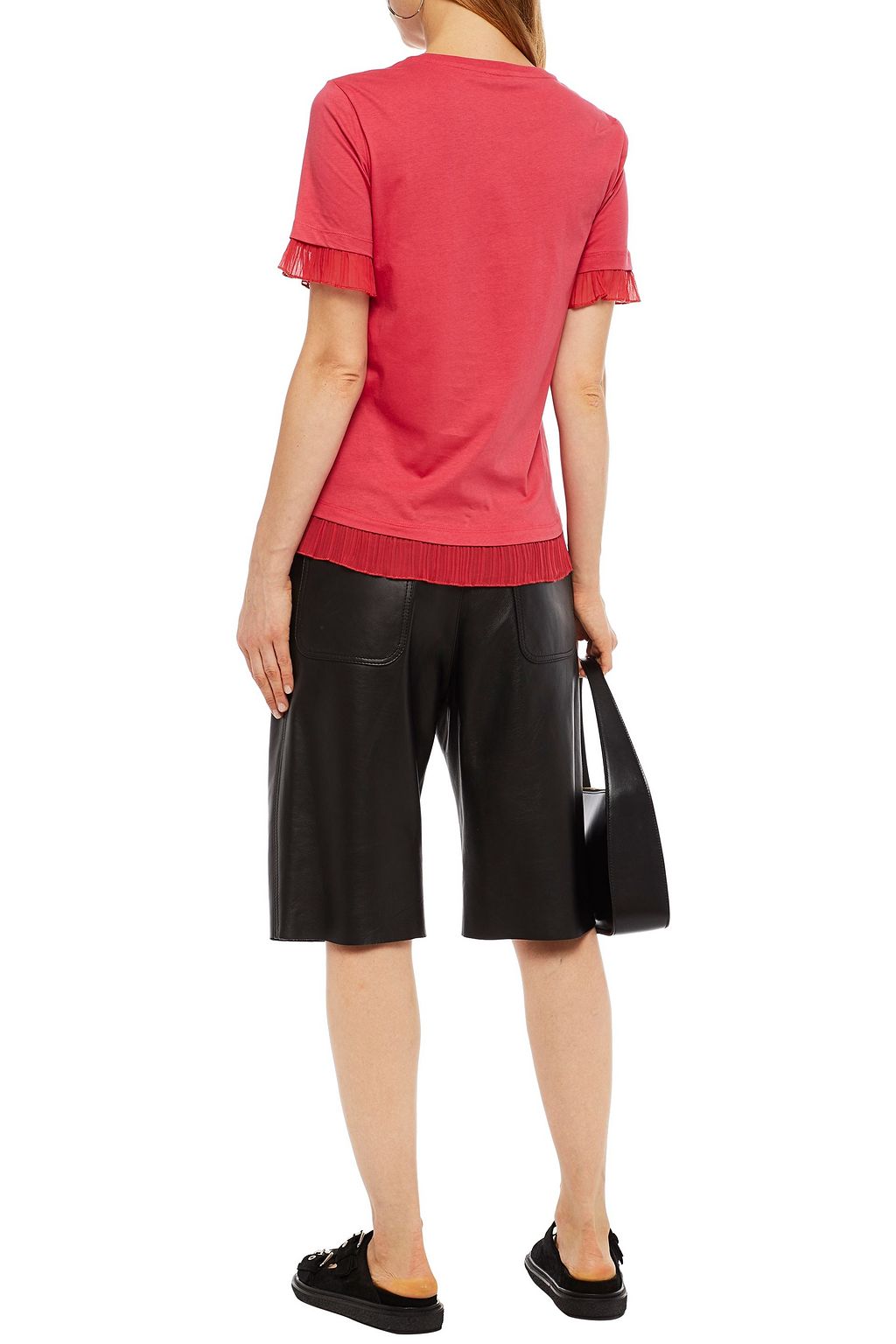 KENZO Plissé-trimmed printed cotton-jersey T-shirt
