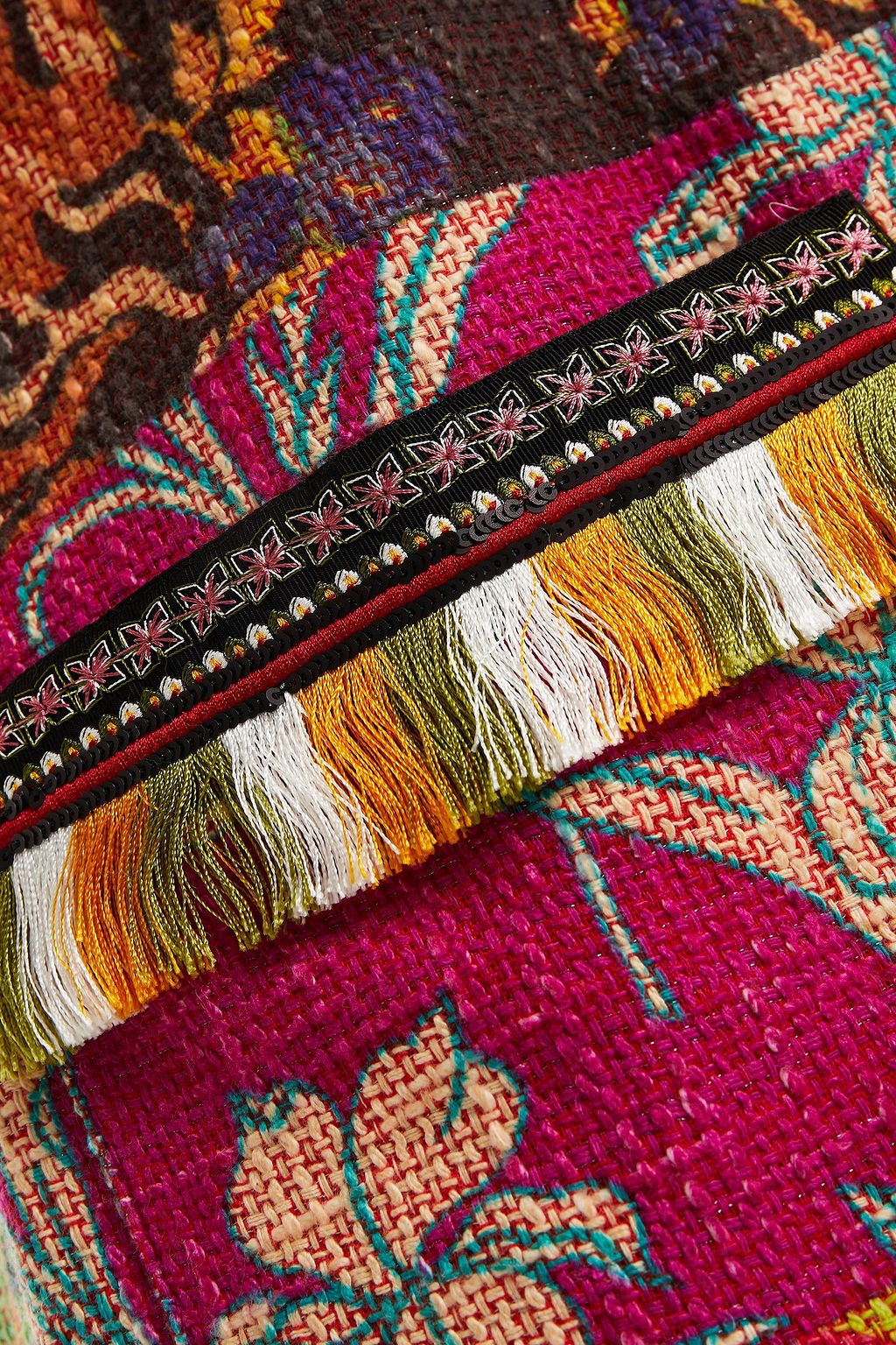 ETRO Embellished printed cotton-blend tweed vest